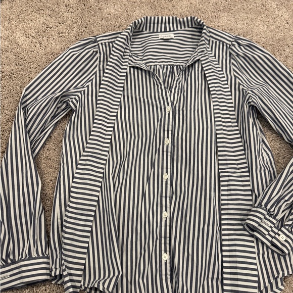 J. Crew white and blue Striped Button-Down Shirt - Picture 2 of 3